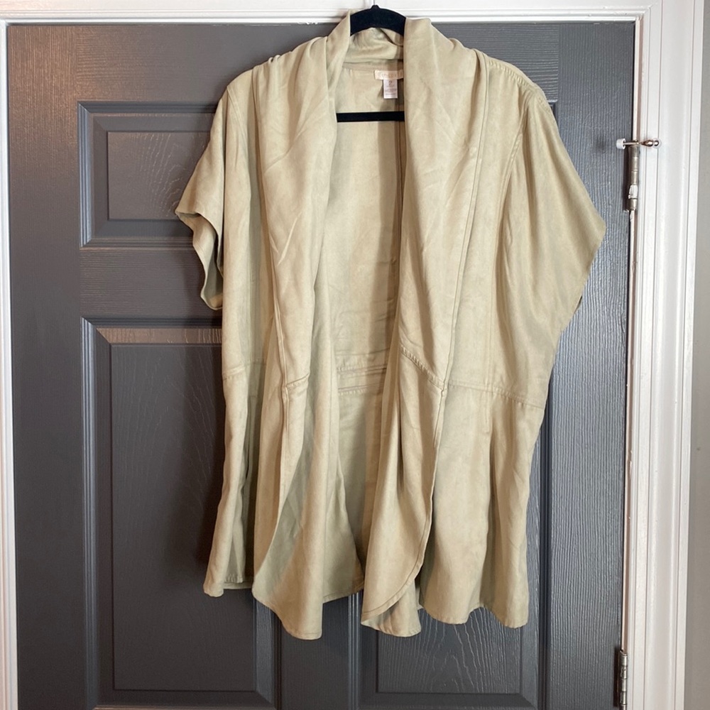 Chicos, faux suede, float cardigan/cover, size 2